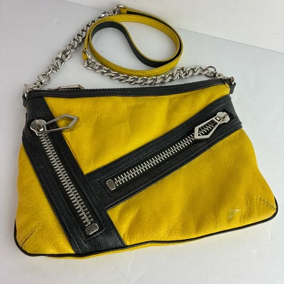 Botkier Cruz Gold & Black Leather Crossbody w/Chain Strap - Picture 3 of 9